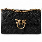 Love One Classic Bolso Pinko de hombro cuero repujado negro 100941 A1YB