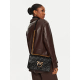 Love One Classic Bolso Pinko de hombro cuero repujado negro 100941 A1YB