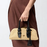 Bolso Pinko Donna BOWLING BAG horizontal 105334-A1RL C24Q de rafia/negro y oro viejo