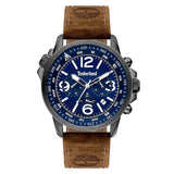 Reloj Timberland hombre Campton II 15129JSU-03 esfera azul dual-time correa piel marrón