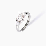Anillo Mabina de plata con circonitas en forma de corazón 523435