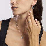 Pendientes de aro Mabina con aguamarina sintética DESEO INFINITO 563721