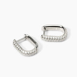 Pendientes ovalados Mabina de plata con pavé COSTURA 563728