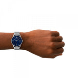 Reloj Emporio Armani Leather Plateado y Azul Analógico Hombre AR11674