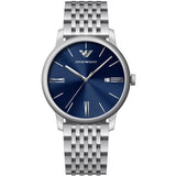Reloj Emporio Armani Leather Plateado y Azul Analógico Hombre AR11674