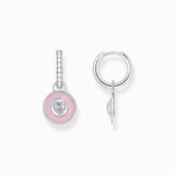 Pendientes Thomas Sabo CR723-691-9 aros con colgante rosa y circonitas, plata