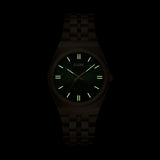 Reloj Cluse retro de los años 70 de acero, verde bosque, color dorado CW35105