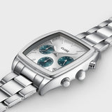 Reloj Cluse Quartaut Chrono de acero, azul, color plateado completo CW52003