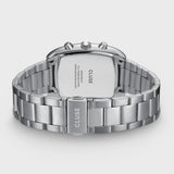 Reloj Cluse Quartaut Chrono de acero, azul, color plateado completo CW52003
