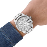 Reloj Diesel Mega Chief blanco y de acero inoxidable DZ4660