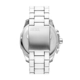 Reloj Diesel Mega Chief blanco y de acero inoxidable DZ4660