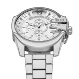 Reloj Diesel Mega Chief blanco y de acero inoxidable DZ4660