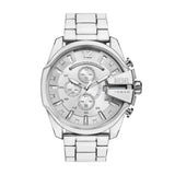 Reloj Diesel Mega Chief blanco y de acero inoxidable DZ4660
