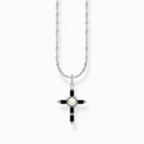 Cadena con colgante en forma de cruz negra Cross Romance de plata KE2296-167-11