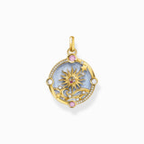 Colgante Thomas Sabo PE960-471-1 azul con sol y piedras de colores, bañado en oro