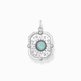 Colgante Thomas Sabo PE961-340-7 Wheel of Karma en color turquesa con piedras de colores, plata