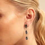 Pendientes UNOde 50 bañados en plata de ley en cascada con 3 cristales grises PEN0785NGRMTL0U