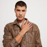 Pulsera de cadena UNODE50 bañada en plata de ley con pieza ajustable central PUL2463MTL000