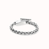 Pulsera de cadena UNODE50 bañada en plata de ley con pieza ajustable central PUL2463MTL000