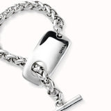 Pulsera de cadena UNODE50 bañada en plata de ley con pieza ajustable central PUL2463MTL000