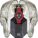Reloj Philipp Plein PWPFA0524 B2 automático de correa de silicona Skeleton Royal Red para hombre de 46 mm