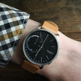 Reloj Smartwatch híbrido Skagen titanio y cuero bronceado SKT1104