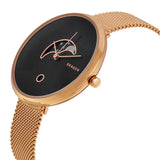Reloj Skagen de malla en tono oro rosa con esfera negra de Gitte Moonphase SKW2371