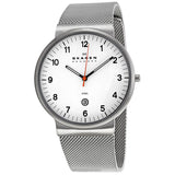 Reloj skagen para hombre con malla de acero inoxidable y esfera blanca SKW6025