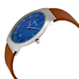 Reloj Skagen Grenen de cuarzo con esfera azul y correa de cuero para hombre SKW6160