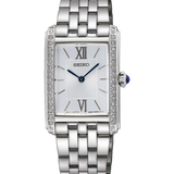 Reloj Seiko SWR091P1 Ladies Cuarzo Plateado esf rectangular b2