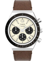 Reloj Q Timex Chronograph 40mm con correa de cuero TW2V42800
