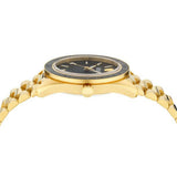 Reloj Versace V-Dome Esfera Negra Pulsera de Acero Inoxidable en Tono Dorado 42mm - VE8E00624