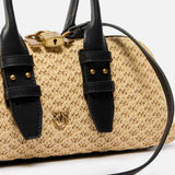 Bolso Pinko Donna BOWLING BAG horizontal 105334-A1RL C24Q de rafia/negro y oro viejo