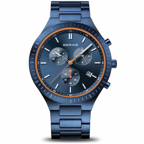 Reloj de hombre BERING Classic 11743-797 multifunción de titanio azul
