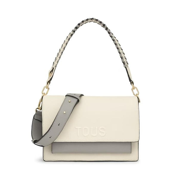 Bolso Bandolera TOUS Audree Saffiano Beige y Gris Mediana 2002202601