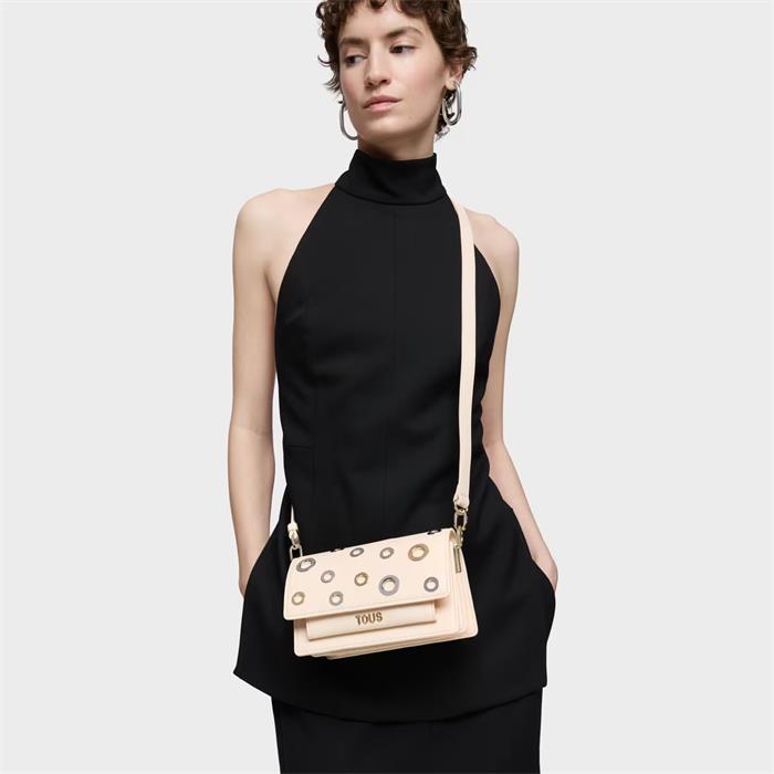 Bolso Bandolera Audree TOUS Eyelets Beige Pequeña 2002202901
