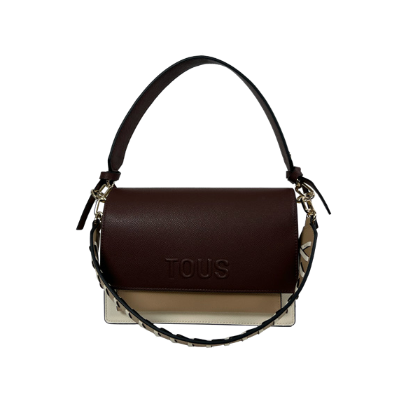 Bandolera Tous mediana beige y marrón Audree Saffiano 2002358201