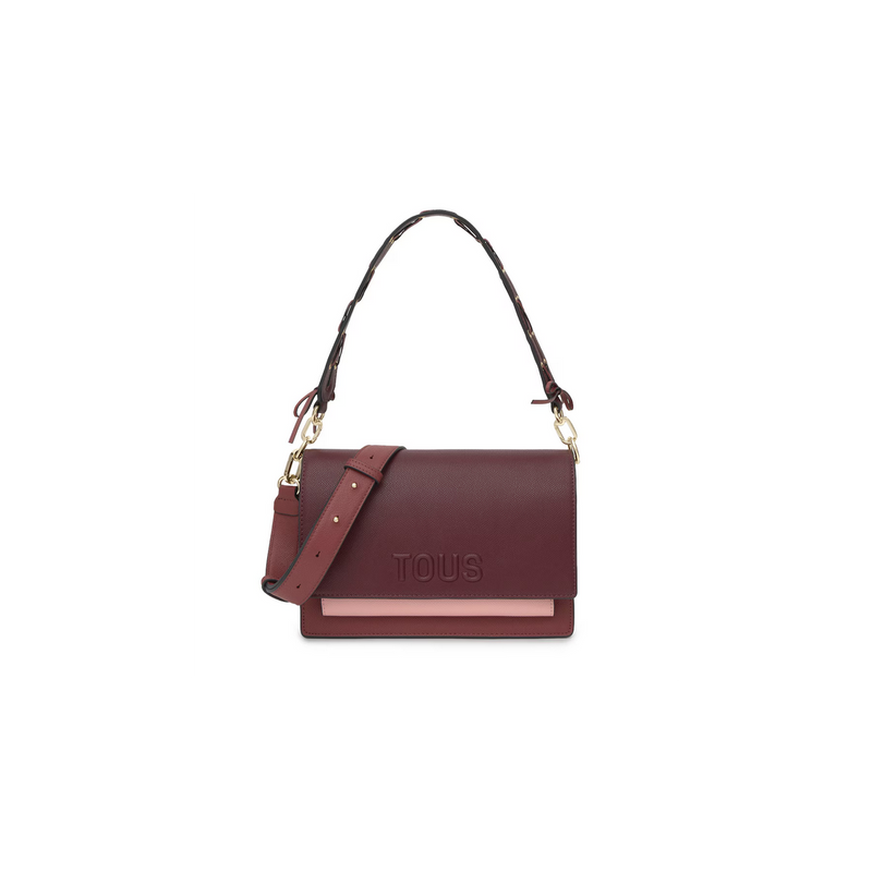 Bolso bandolera mediano Tous Audree Saffiano de poliuretano en color burdeos. 2002358221