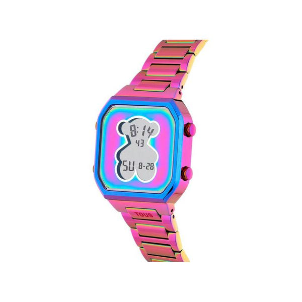 Reloj digital Tous con brazalete de acero IP iridiscente D-Bear 3000137900