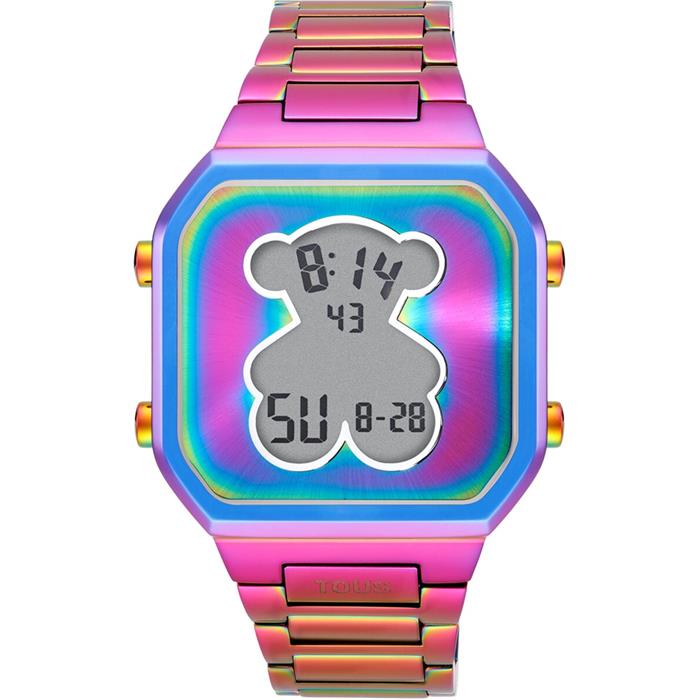 Reloj digital Tous con brazalete de acero IP iridiscente D-Bear 3000137900