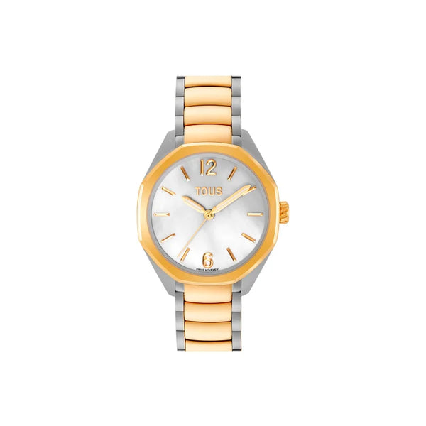 Reloj analógico con movimiento suizo, esfera de nácar y brazalete de de eslabones acero bicolor Tous Now 3000141400