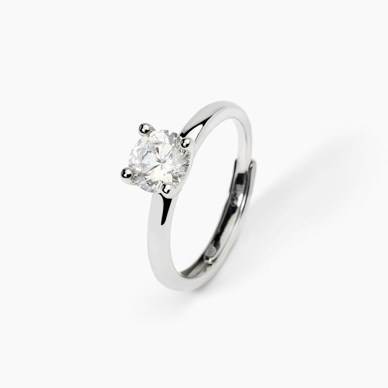 Anillo Mabina solitario de plata rodiada con circonita SOLITARIO 523397