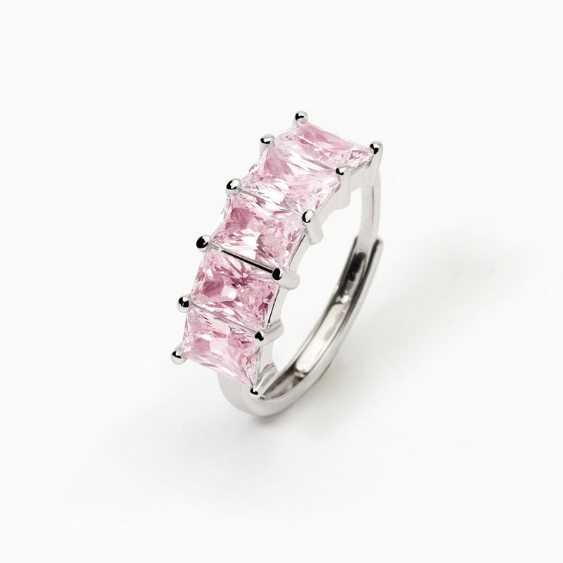 Anillo Mabina de plata para mujer con circonitas rosas Valentina 523410
