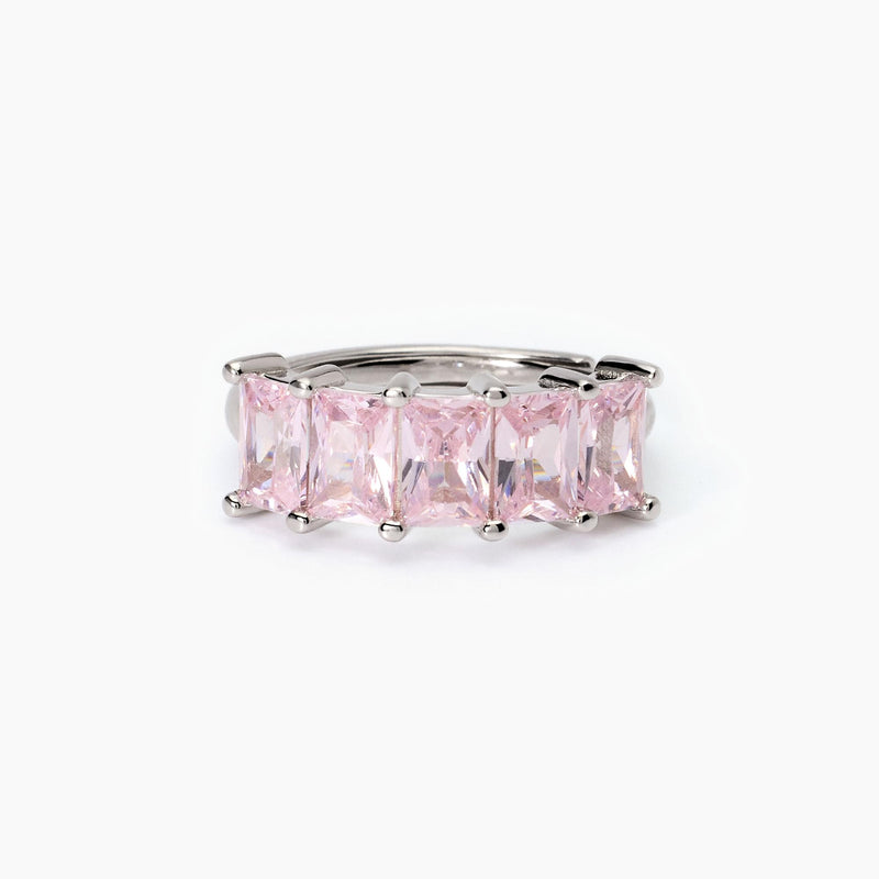 Anillo Mabina de plata para mujer con circonitas rosas Valentina 523410