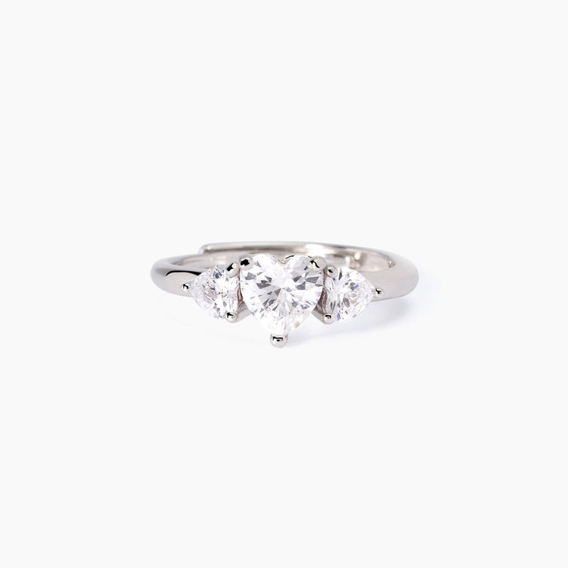 Anillo Mabina de plata con circonitas en forma de corazón 523435
