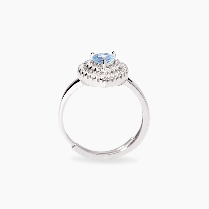 Anillo Mabina de corazón sintético aguamarina AMOR 523476