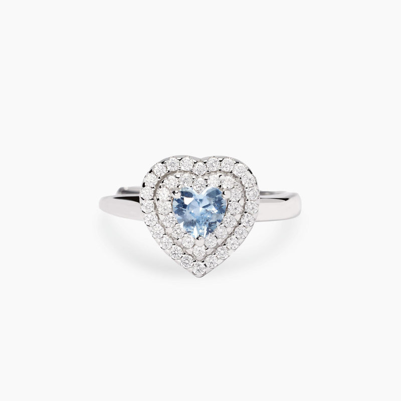 Anillo Mabina de corazón sintético aguamarina AMOR 523476