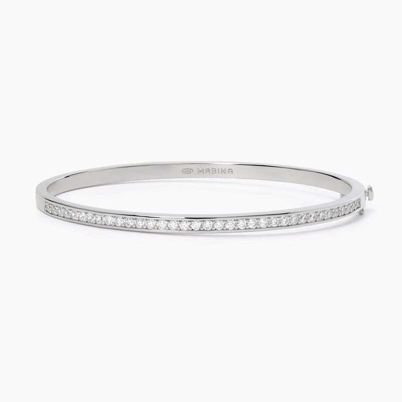 Pulsera brazalete Mabina de plata con piedras SEÑORA B 533642-L