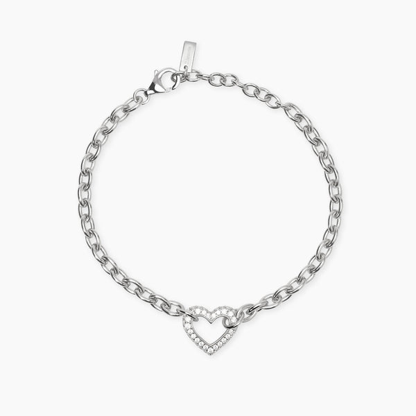 Pulsera Mabina con cadena de rolò y corazón CORAZÓN DE BURBUJA 534102