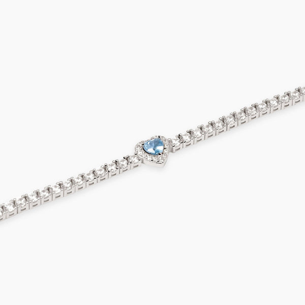 Pulsera Mabina de tenis con aguamarina sintética AMOR 534107